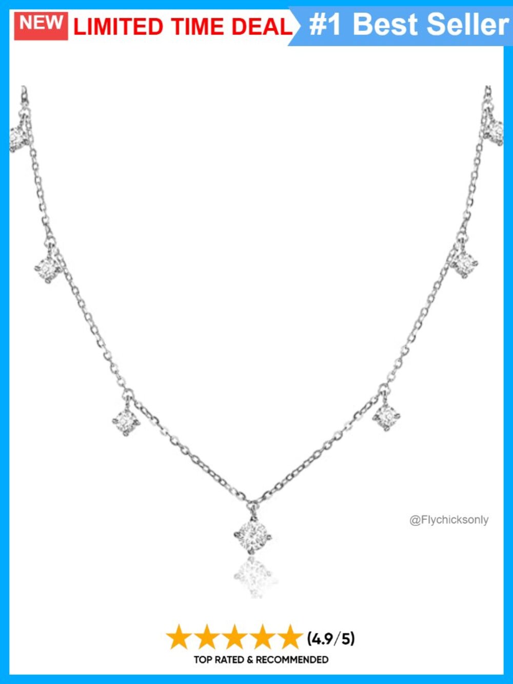 Moissanite Layered Necklace 925 Sterling Silver 18K White Gold Plated Choker